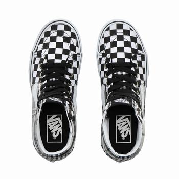 Damske Kotnikove Tenisky Vans Plaid Checkerboard Sk8-Hi Plarform 2.0 Čierne/Biele VA36NIEQO